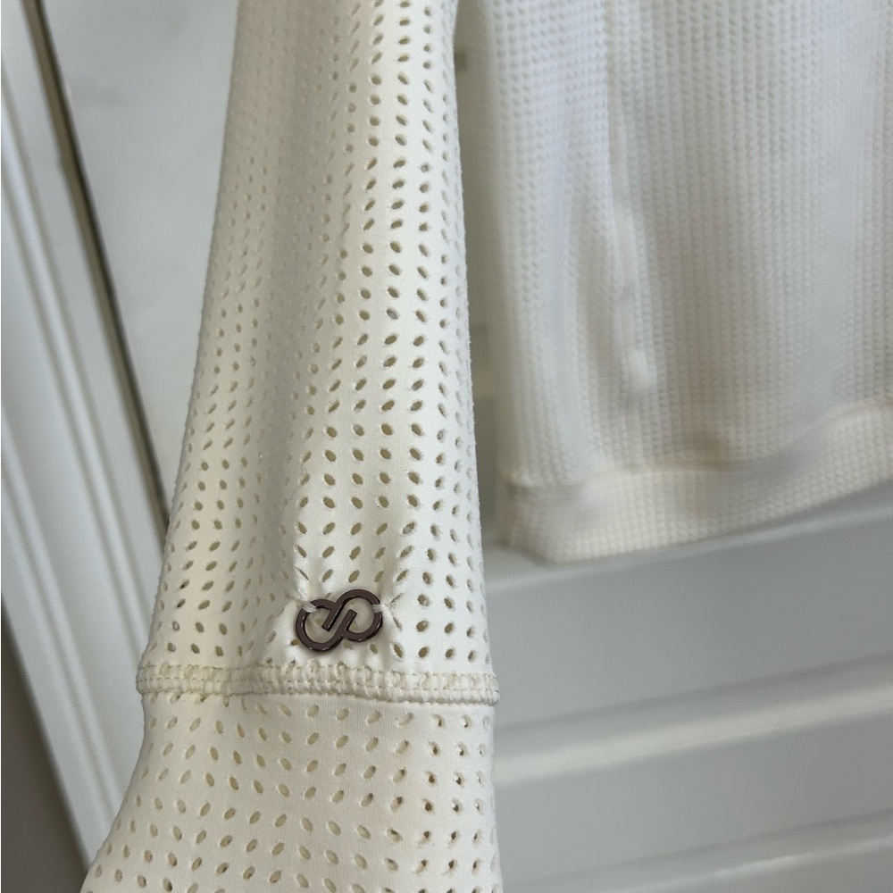 CALIA by Carrie Underwood Cream Fleuria Mesh Hooded Pullover - Picture 2 of 8
